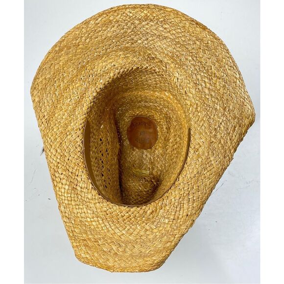 Hats by Shorer Straw Cowboy Western Hat Made in Italy Tan 7 1/8 Feather ER2316 - Picture 8 of 10